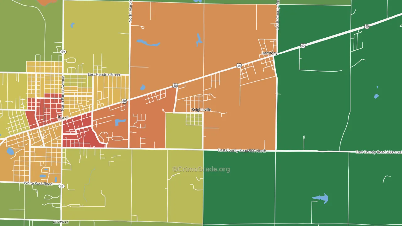 Knightsville, IN Map of Theft Rates