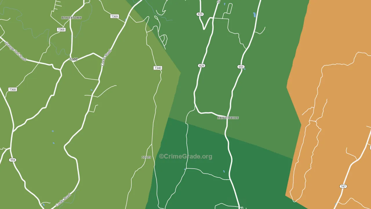 Knightsville, PA Map of Theft Rates