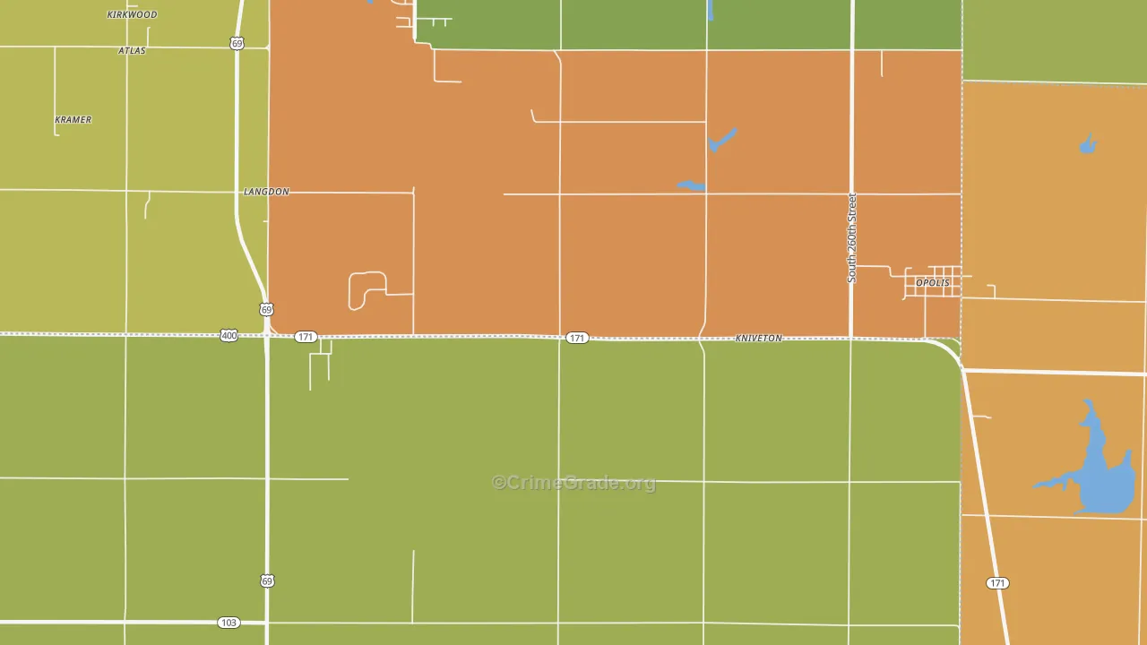 Kniveton, KS Map of Theft Rates