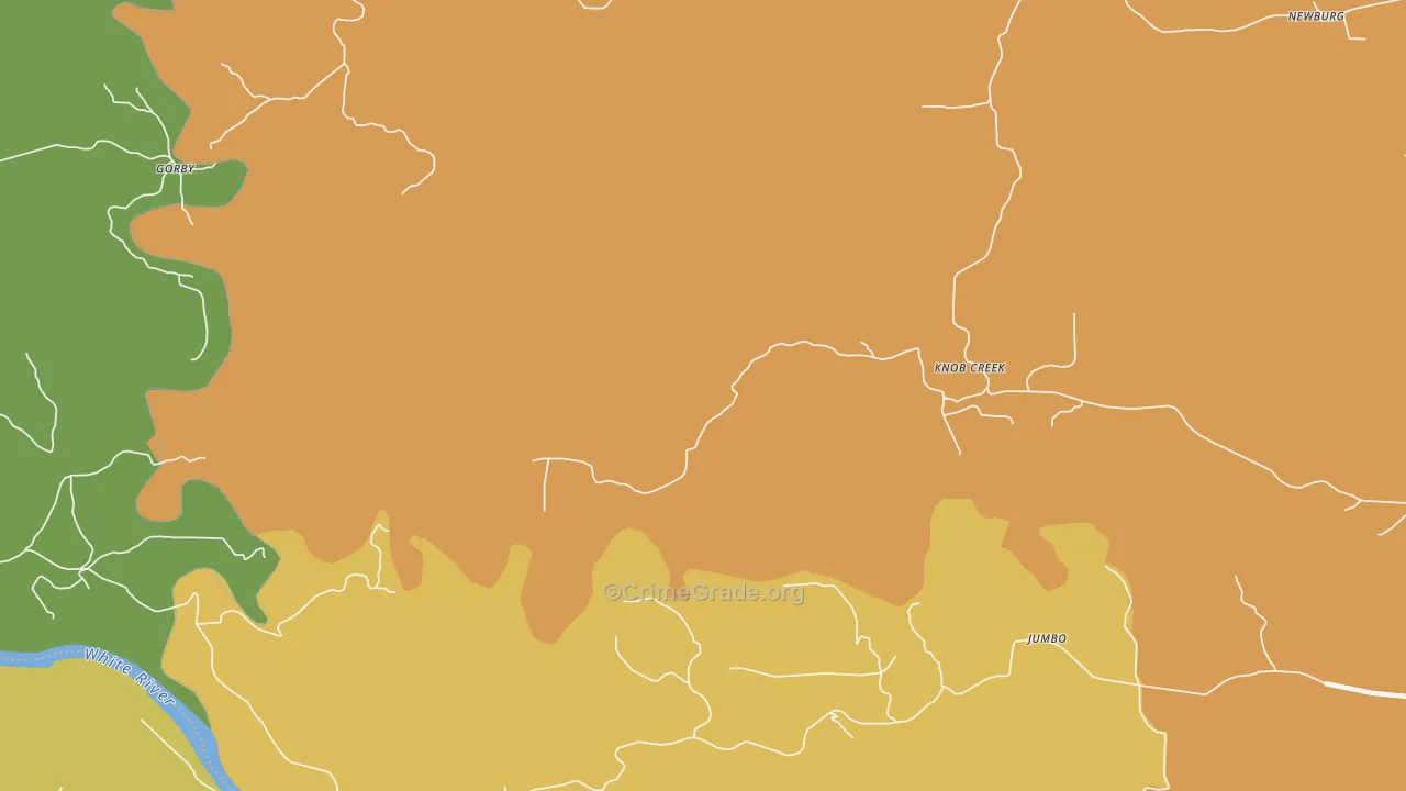 Knob Creek, AR Map of Theft Rates