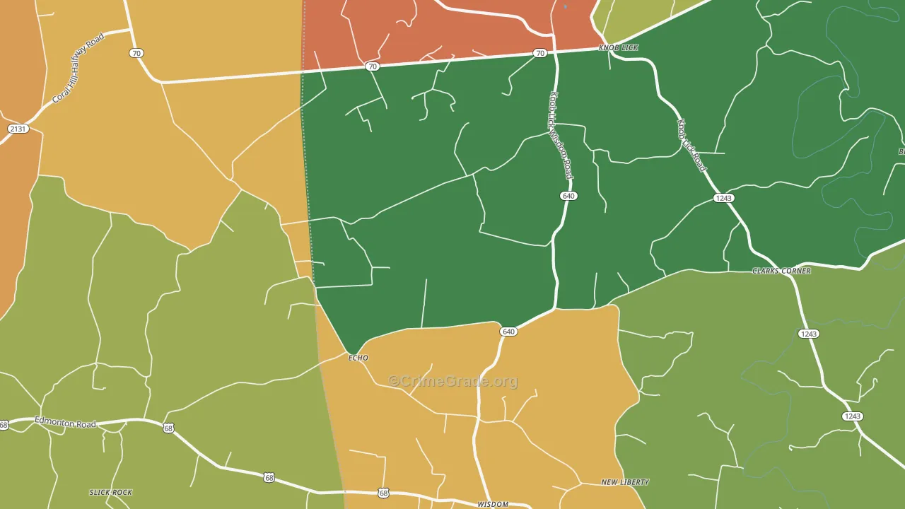 Knob Lick, KY Map of Theft Rates