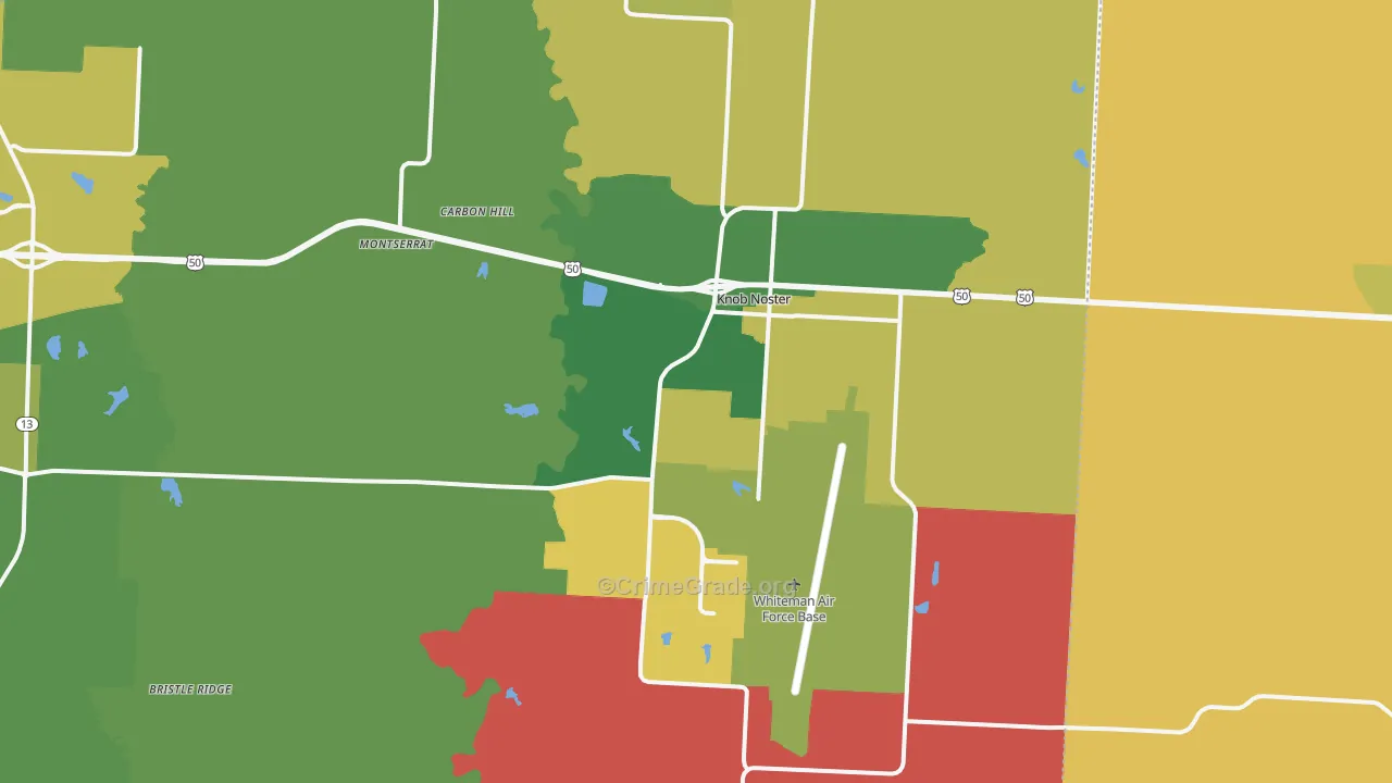 Knob Noster, MO Map of Theft Rates