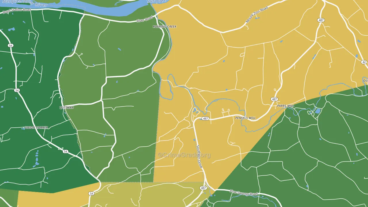 Knoebels Grove, PA Map of Theft Rates