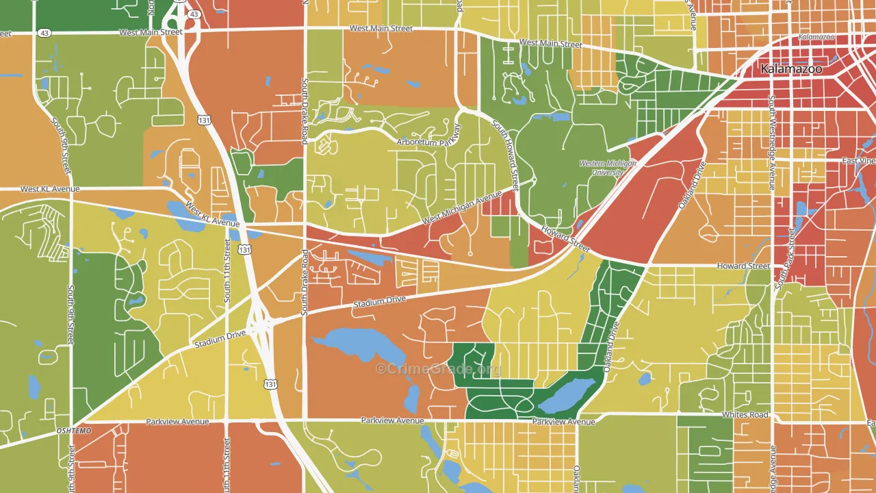 Knollwood, Kalamazoo, MI Map of Theft Rates