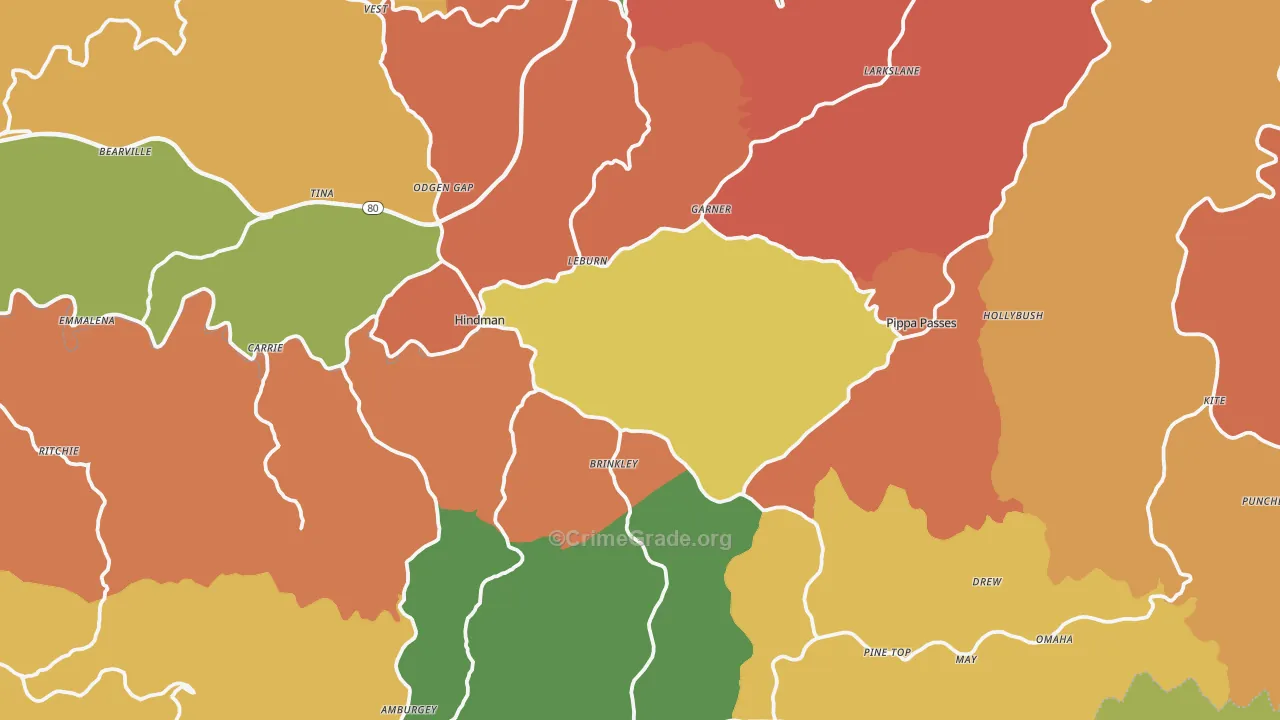 Knott County, KY Map of Theft Rates