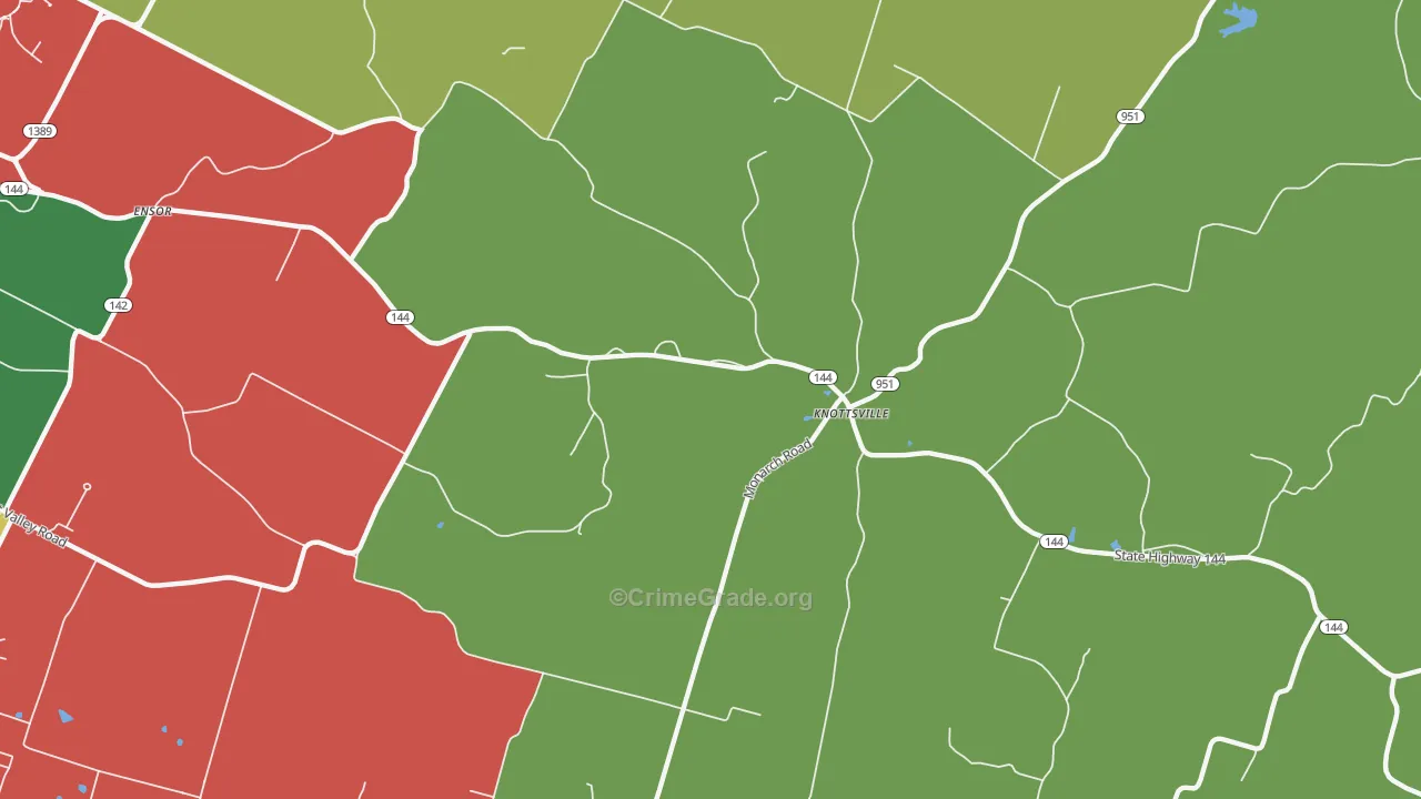 Knottsville, KY Map of Theft Rates