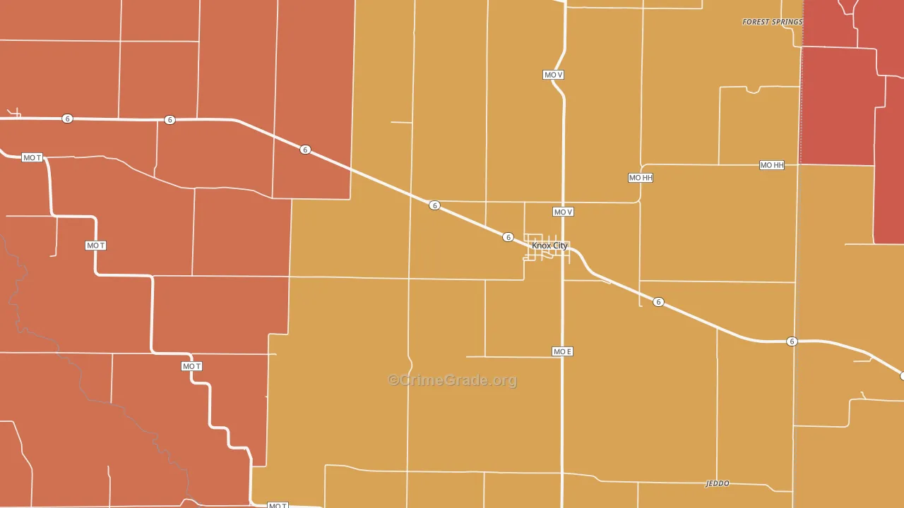 Knox City, MO Map of Theft Rates