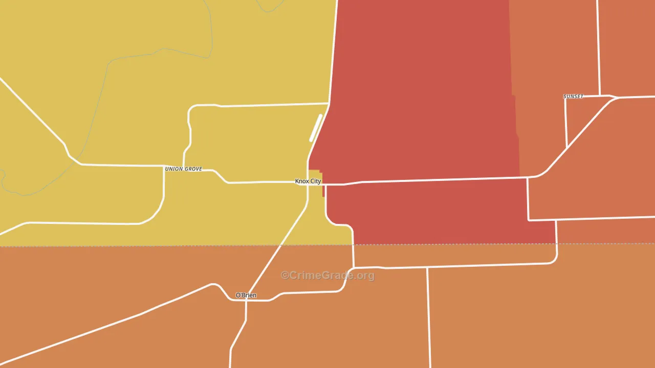 Knox City, TX Map of Theft Rates
