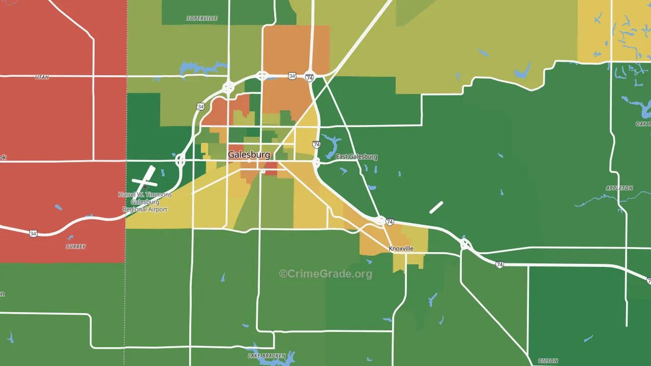 Knox County, IL Map of Theft Rates