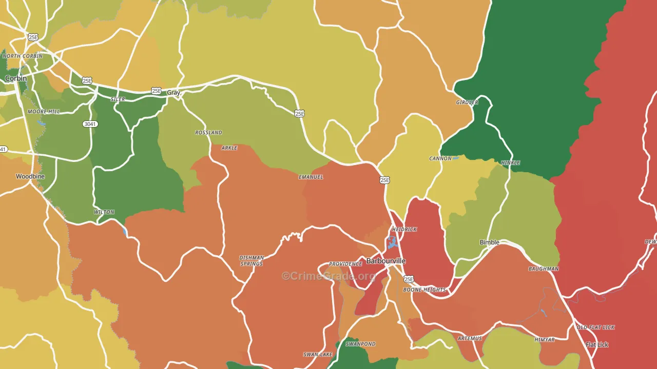 Knox County, KY Map of Theft Rates