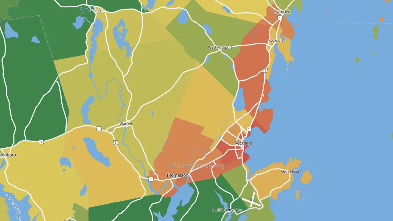 Knox County, ME Map of Theft Rates