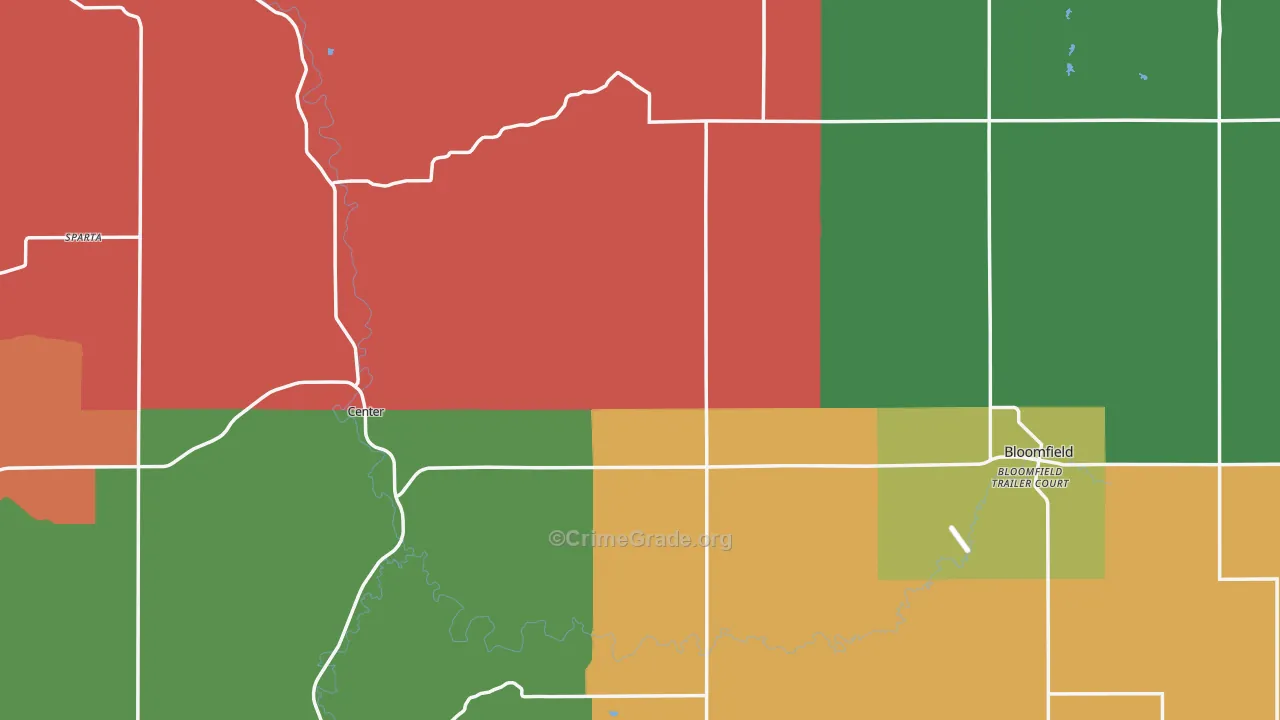 Knox County, NE Map of Theft Rates