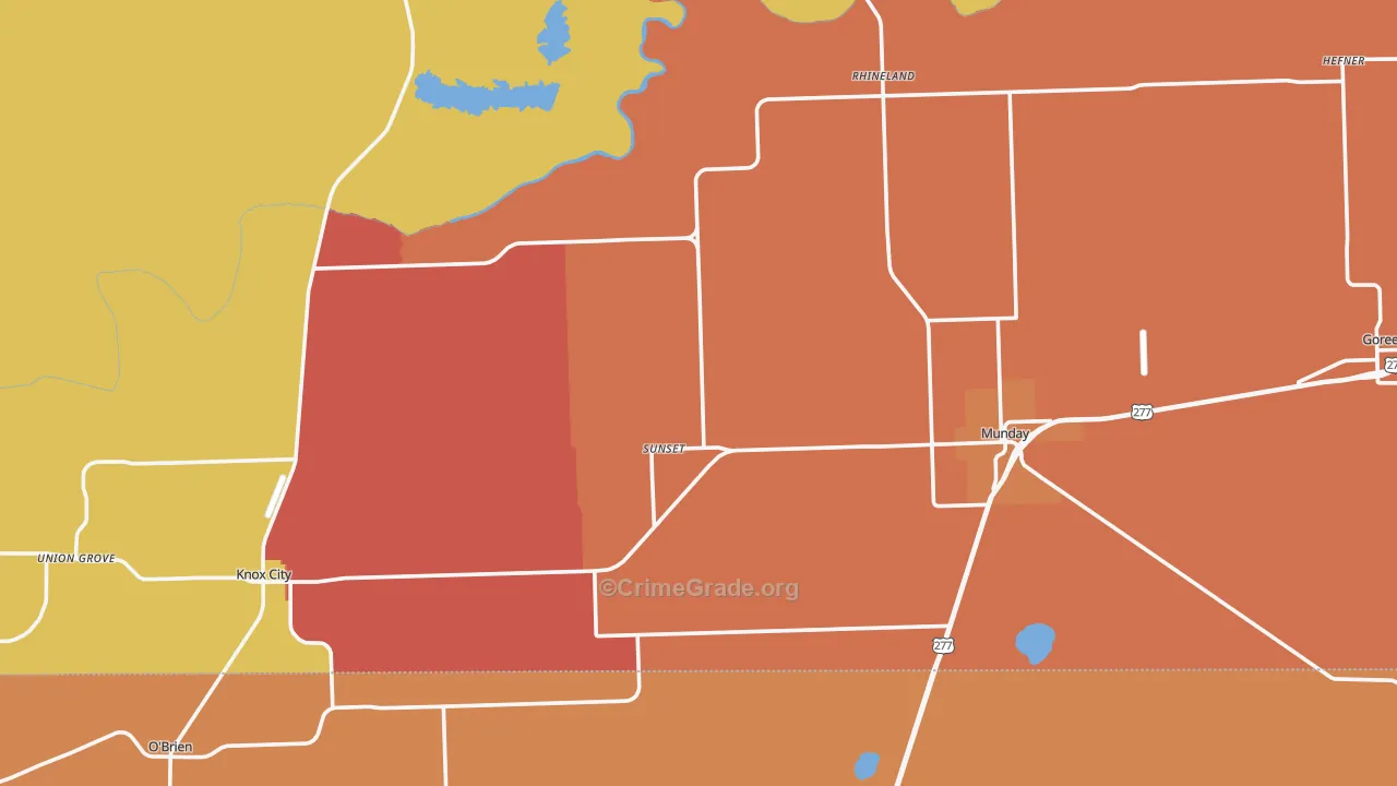 Knox County, TX Map of Theft Rates