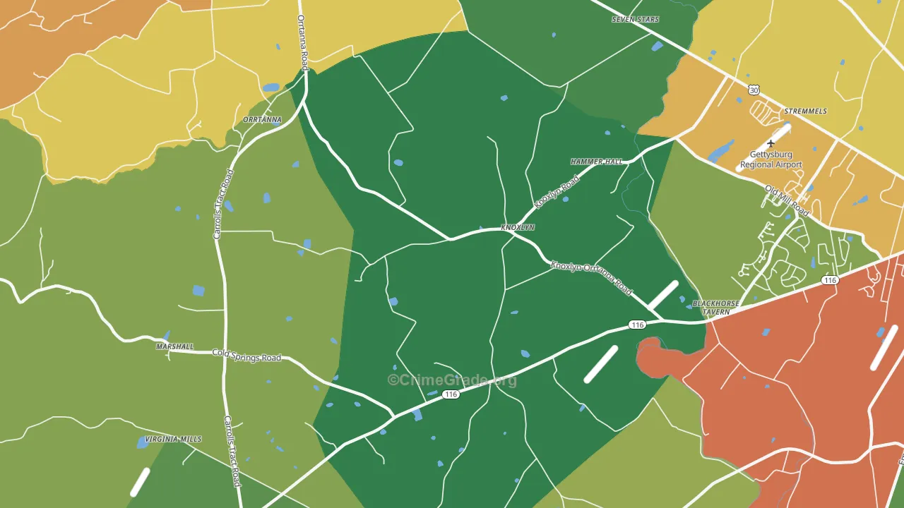 Knoxlyn, PA Map of Theft Rates