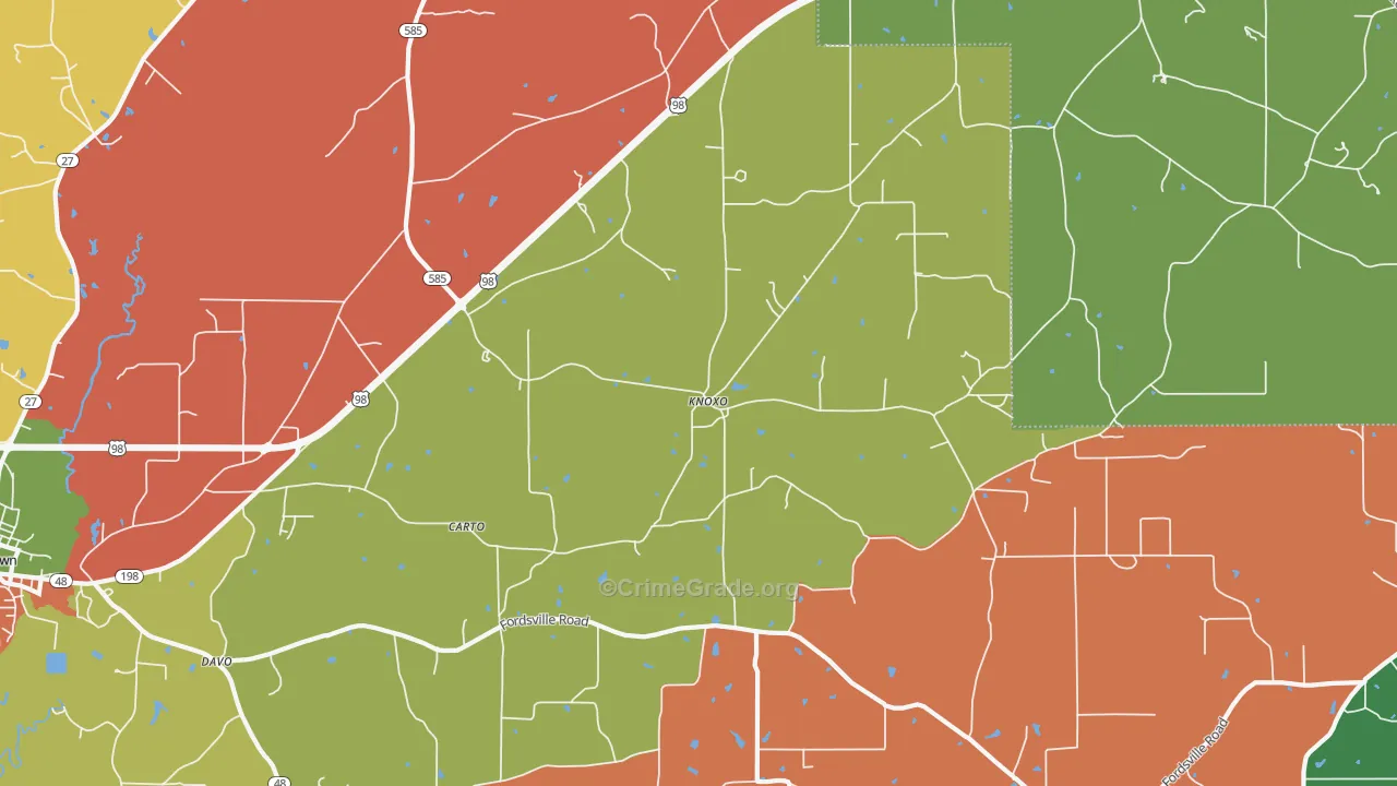 Knoxo, MS Map of Theft Rates