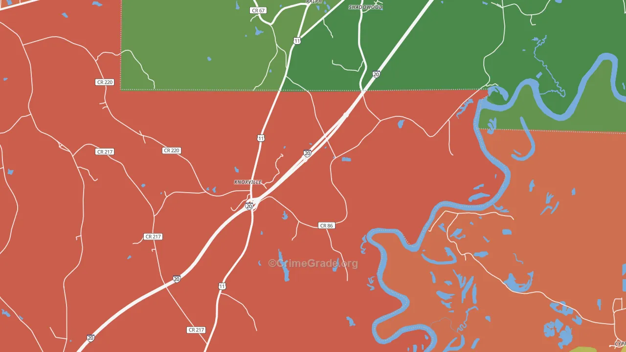 Knoxville, AL Map of Theft Rates