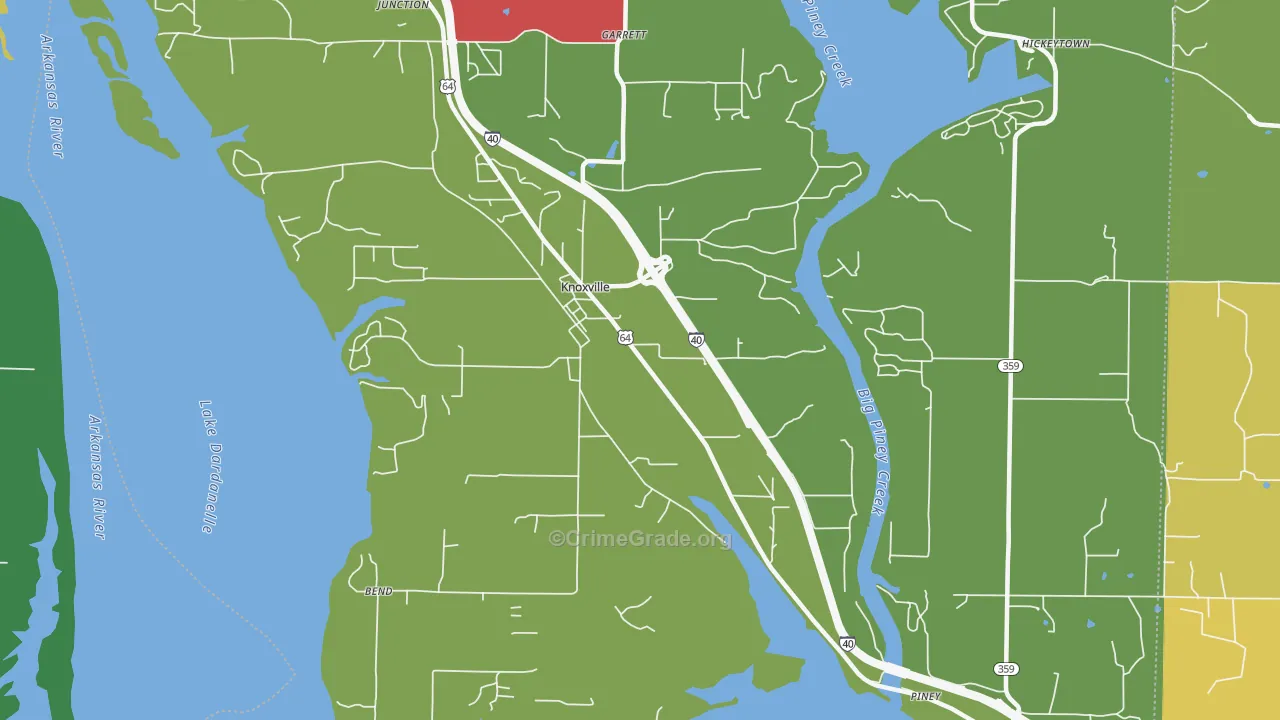 Knoxville, AR Map of Theft Rates
