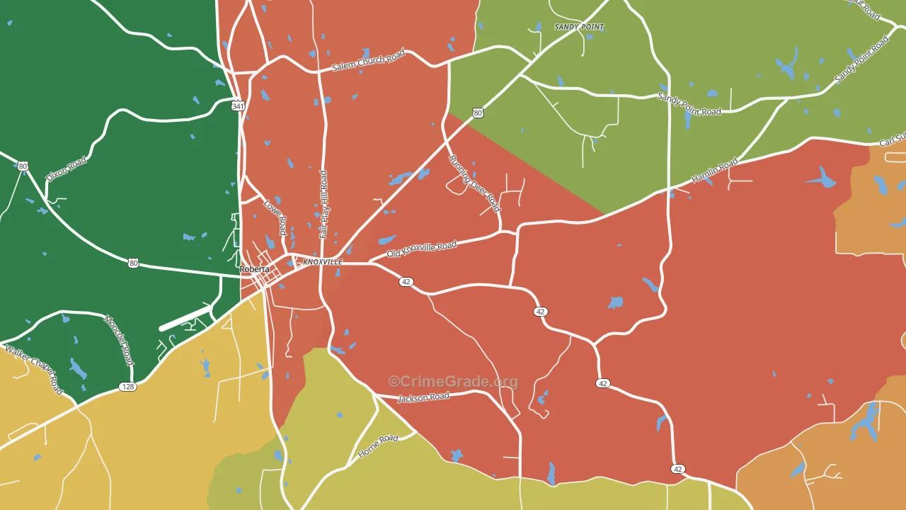 Knoxville, GA Map of Theft Rates