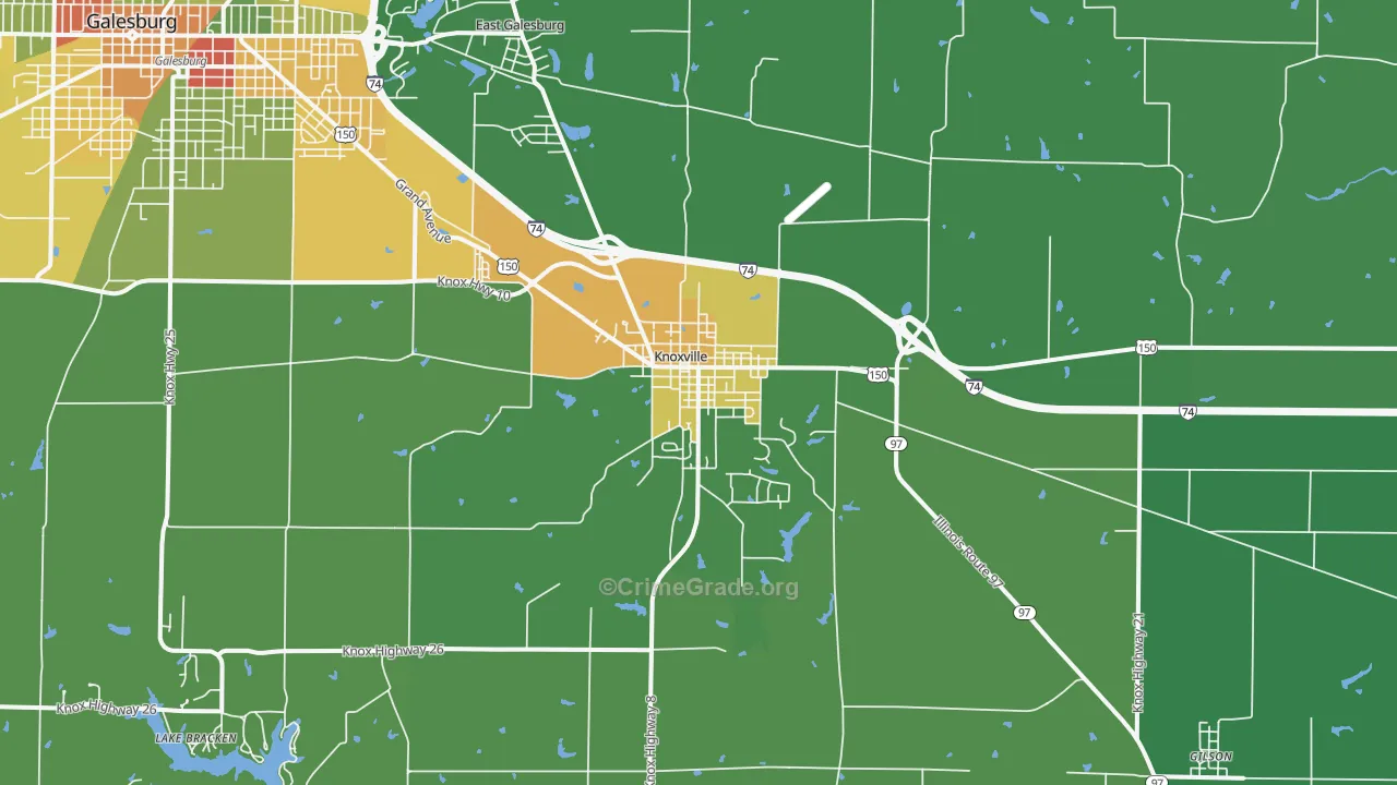 Knoxville, IL Map of Theft Rates