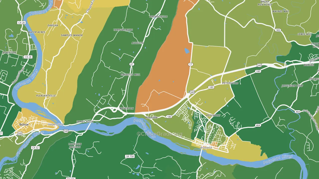 Knoxville, MD Map of Theft Rates