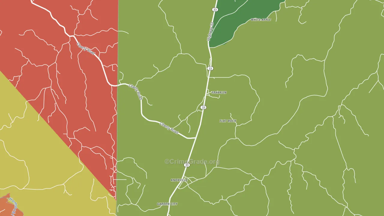 Knoxville, MS Map of Theft Rates