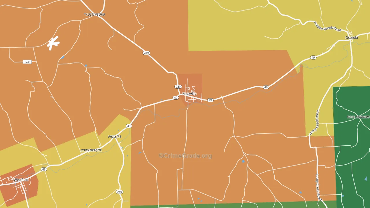 Knoxville, PA Map of Theft Rates