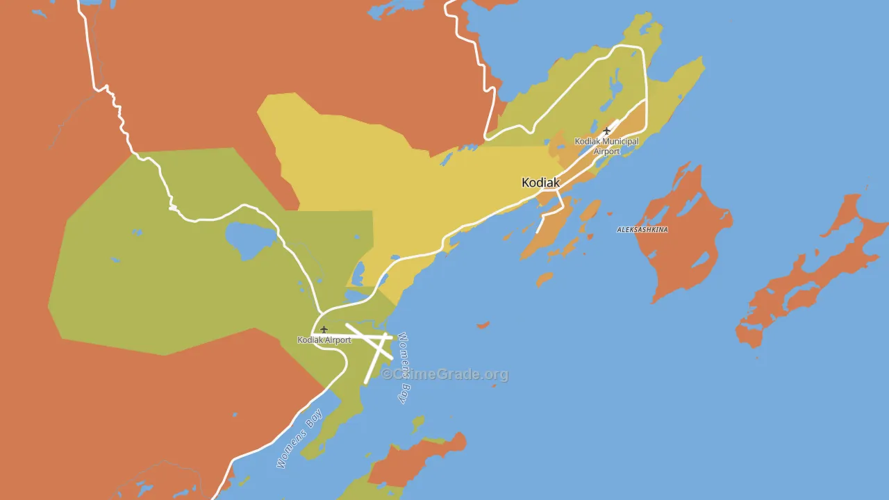 Kodiak Island Borough, AK Map of Theft Rates