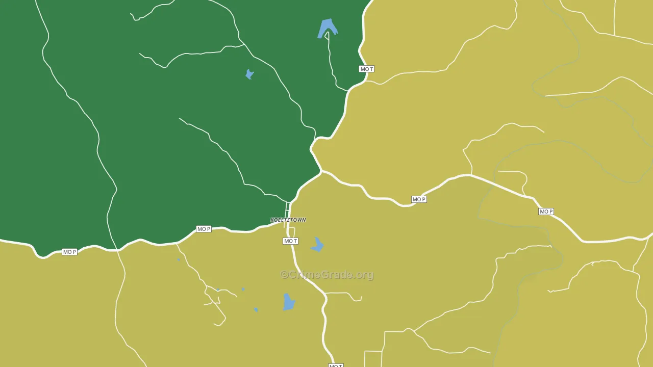 Koeltztown, MO Map of Theft Rates