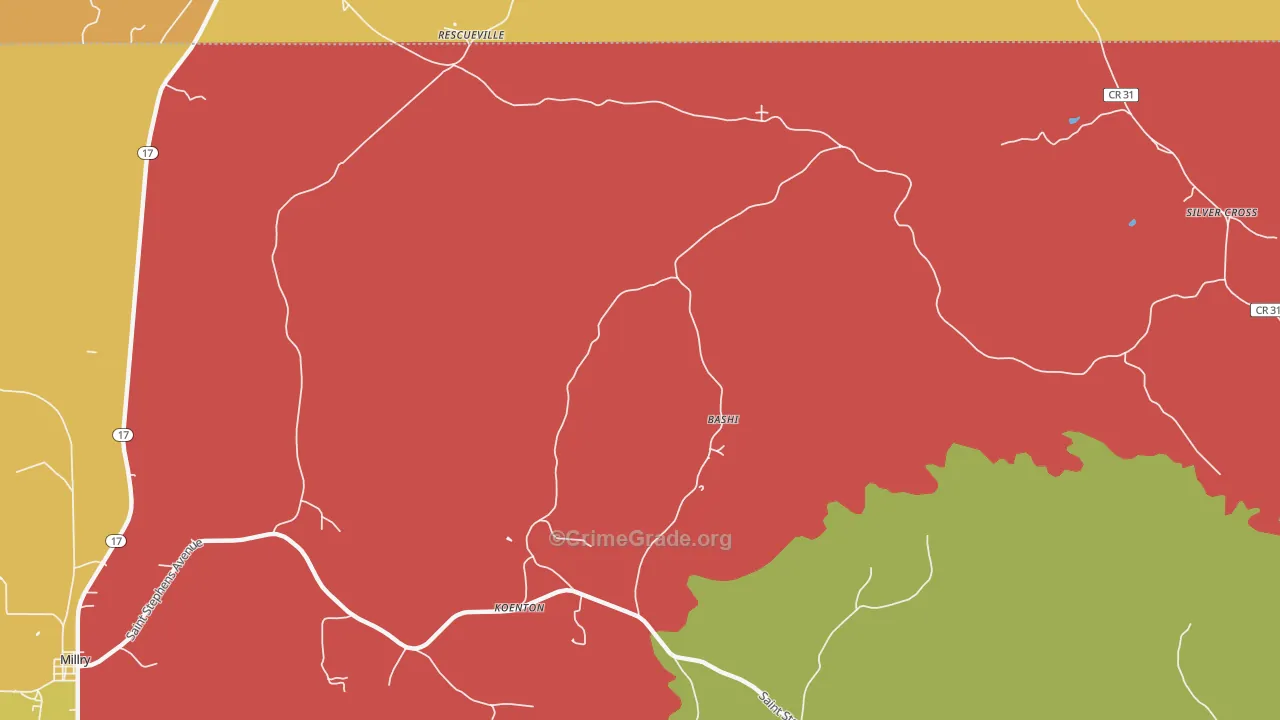 Koenton, AL Map of Theft Rates