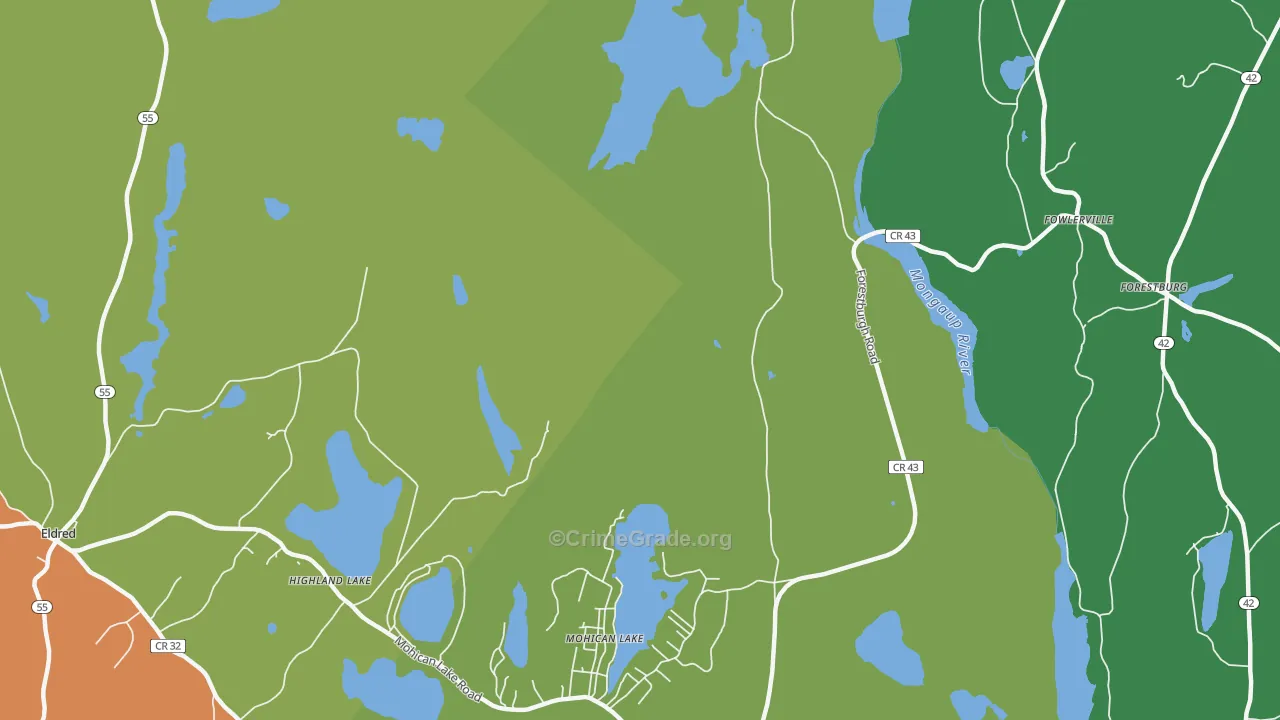 Kohlertown, NY Map of Theft Rates