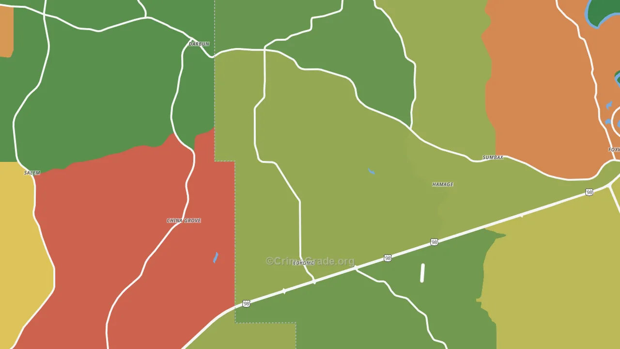 Kokomo, MS Map of Theft Rates