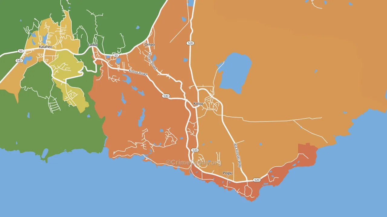 Koloa, HI Map of Theft Rates