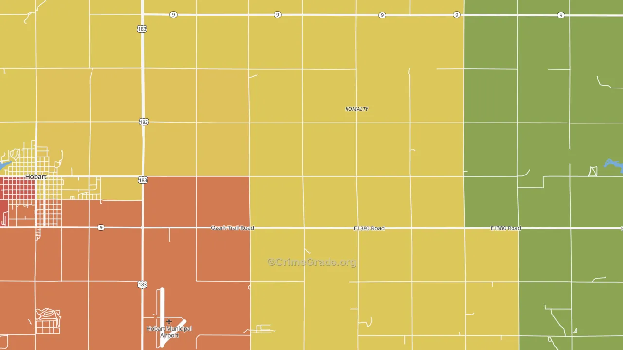 Komalty, OK Map of Theft Rates