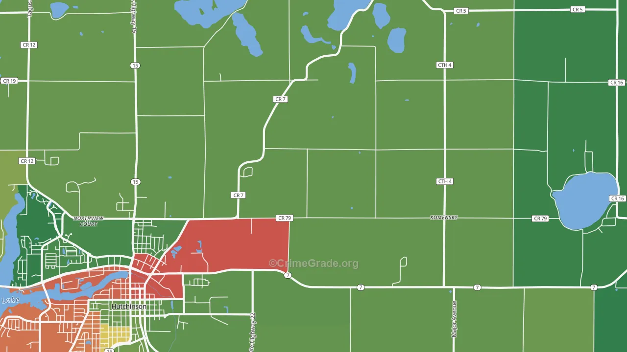 Komensky, MN Map of Theft Rates