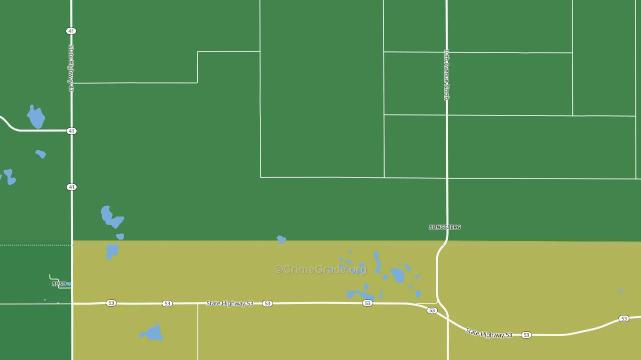 Kongsberg, ND Map of Theft Rates
