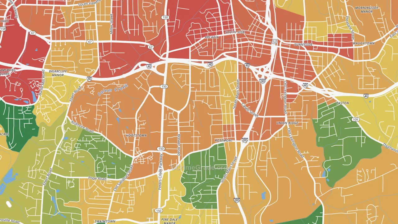 Konnoak, Winston-Salem, NC Map of Theft Rates