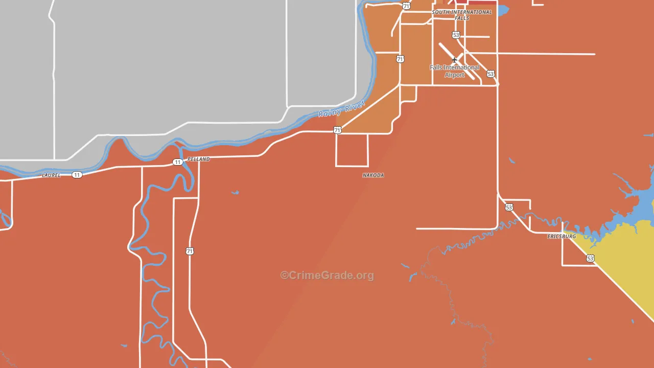 Koochiching County, MN Map of Theft Rates