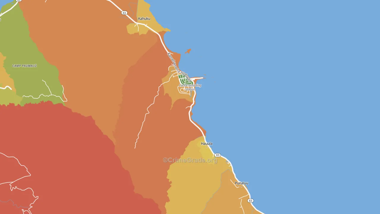 Koolauloa, Laie, HI Map of Theft Rates