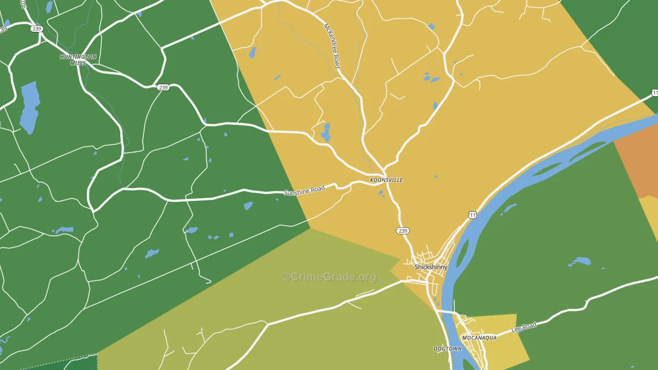 Koonsville, PA Map of Theft Rates