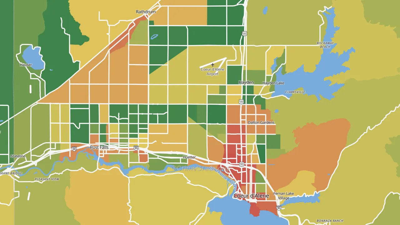 Kootenai County, ID Map of Theft Rates