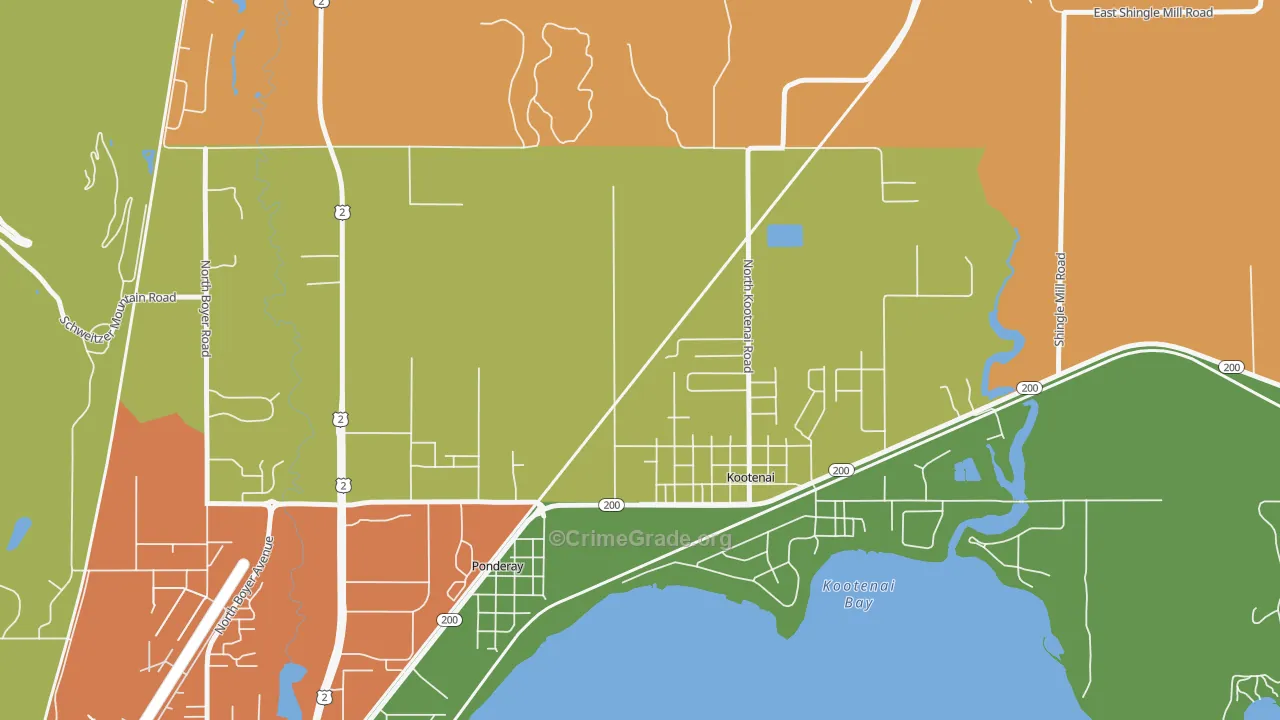 Kootenai, ID Map of Theft Rates