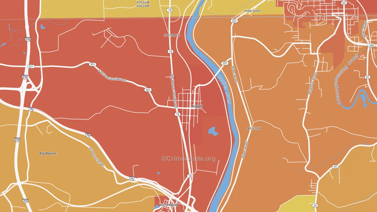 Koppel, PA Map of Theft Rates