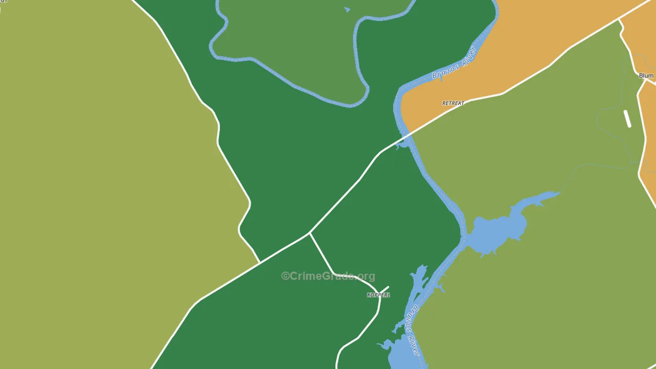Kopperl, TX Map of Theft Rates