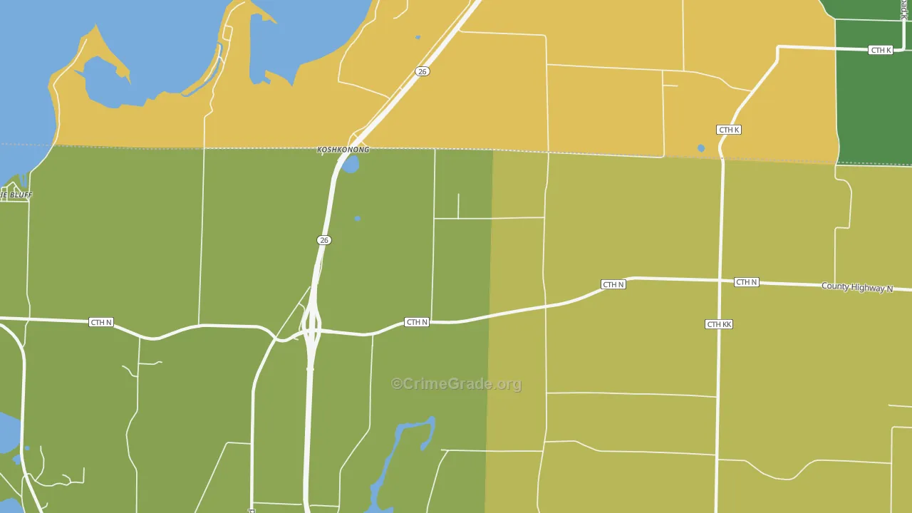 Koshkonong, WI Map of Theft Rates