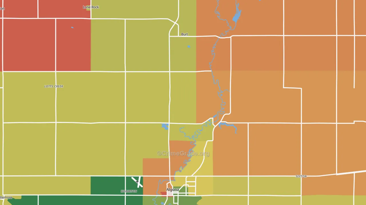 Kossuth County, IA Map of Theft Rates