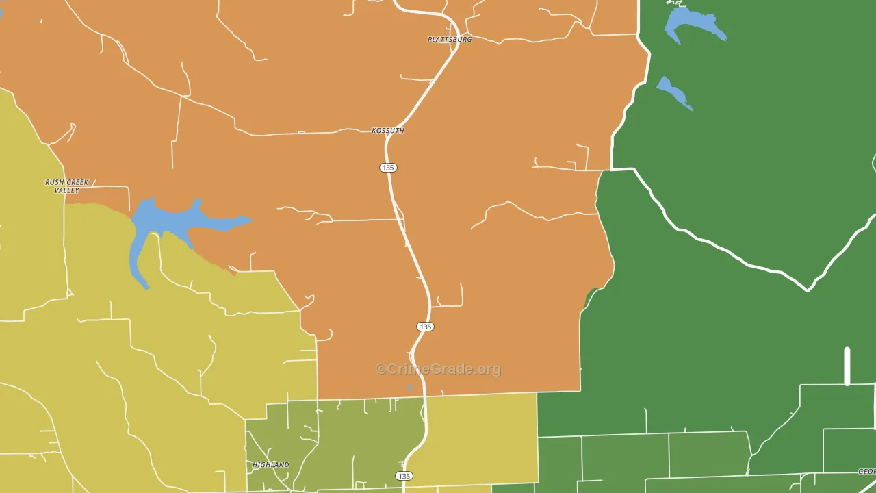 Kossuth, IN Map of Theft Rates