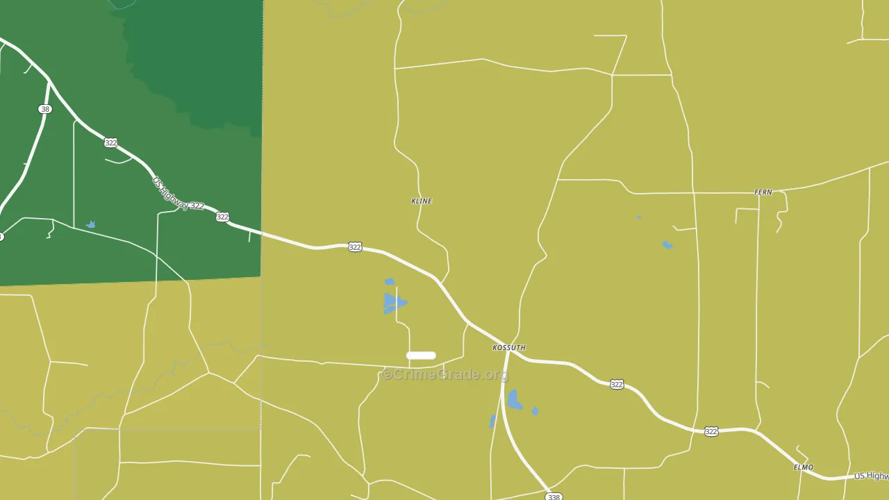 Kossuth, PA Map of Theft Rates