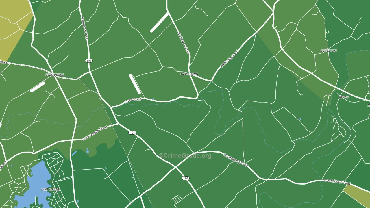 Kralltown, PA Map of Theft Rates
