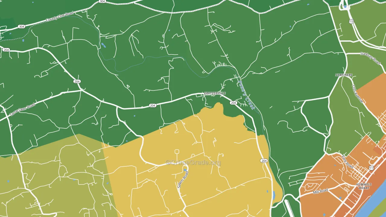 Kratzerville, PA Map of Theft Rates