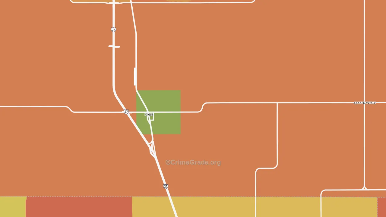 Kress, TX Map of Theft Rates